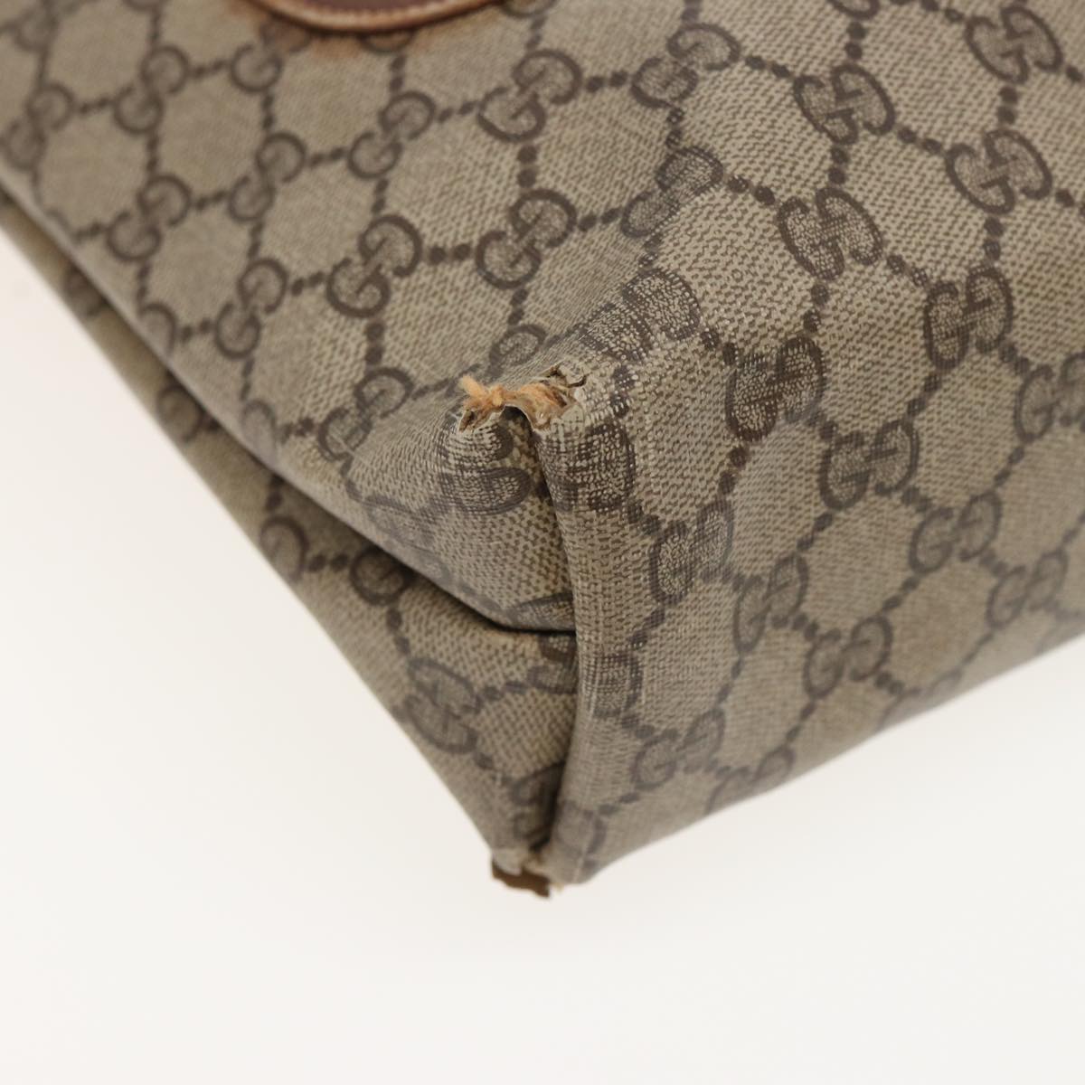 GUCCI GG Supreme Web Sherry Line Tote Bag PVC Leather Beige 89 02 003 81209
