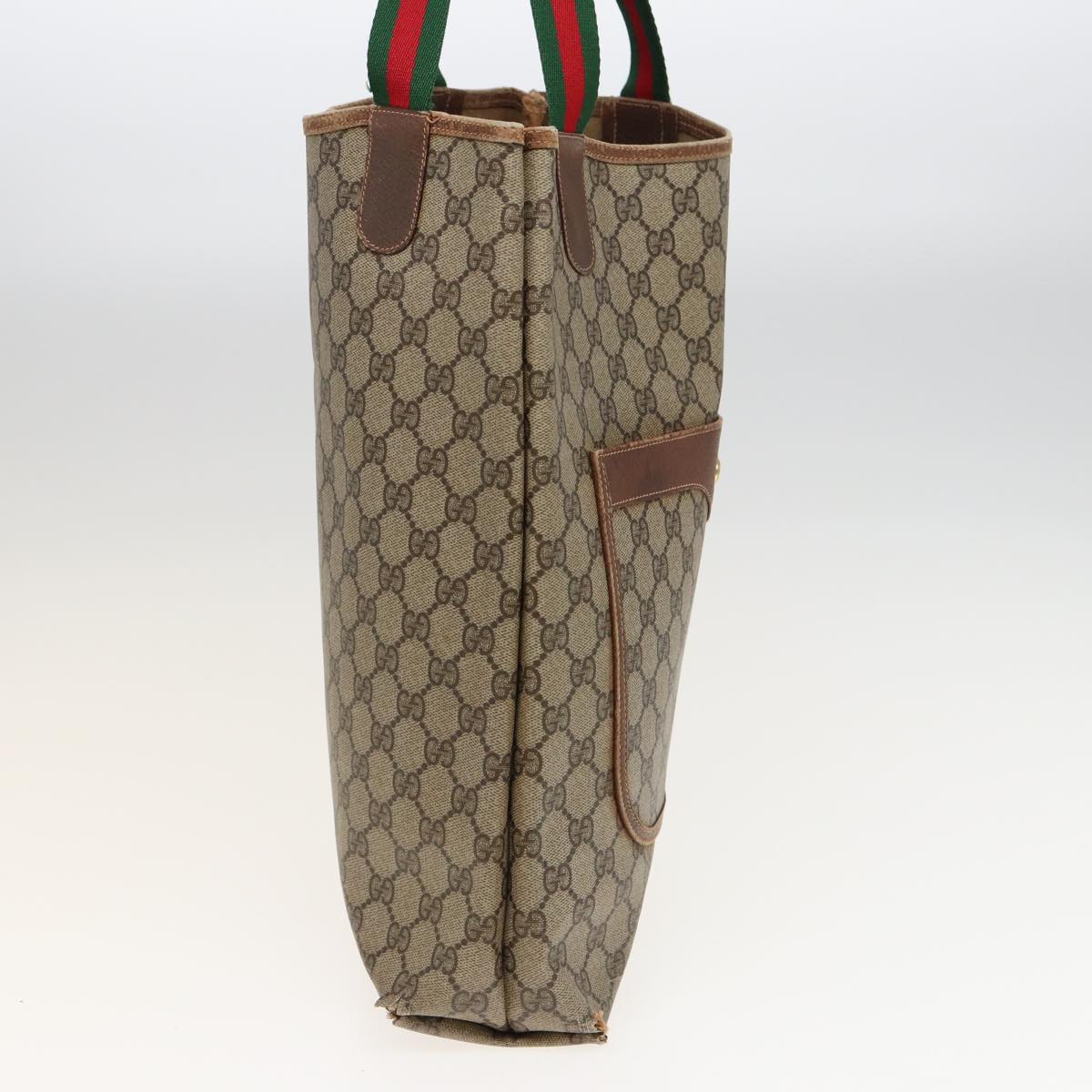 GUCCI GG Supreme Web Sherry Line Tote Bag PVC Leather Beige 89 02 003 81209