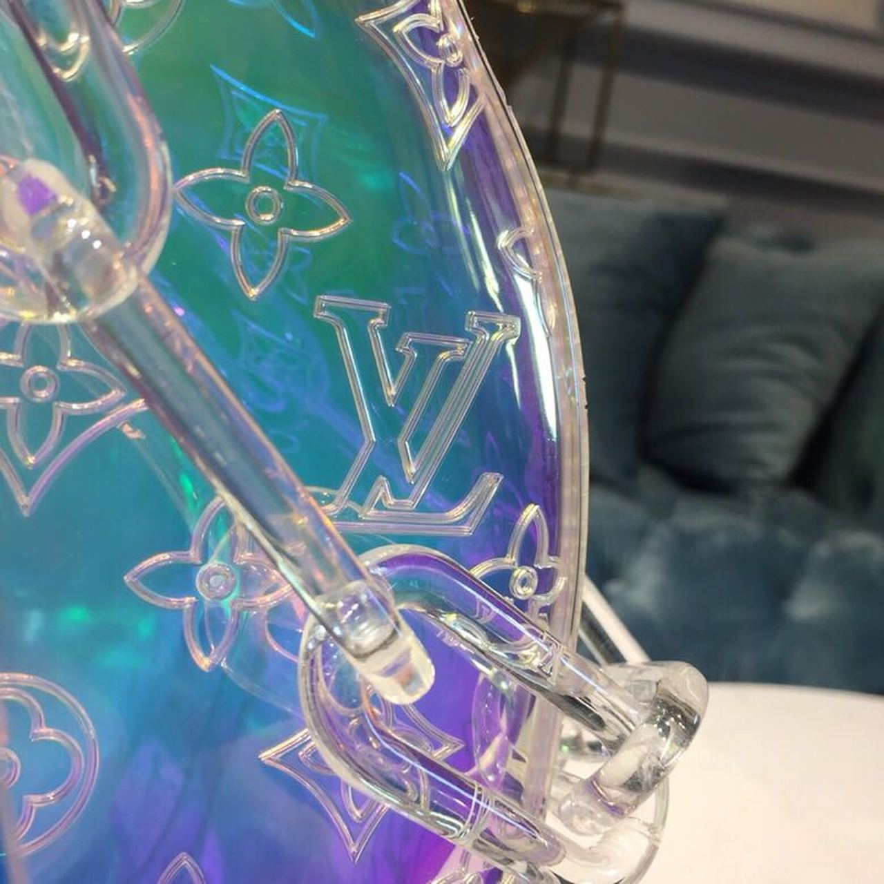 LV Keepall Bandouliere 50 Monogram PVC IridesGLAMInt Prism By Virgil Abloh For Men, Bags, Travel Bags 19.7in/50cm LV M53271