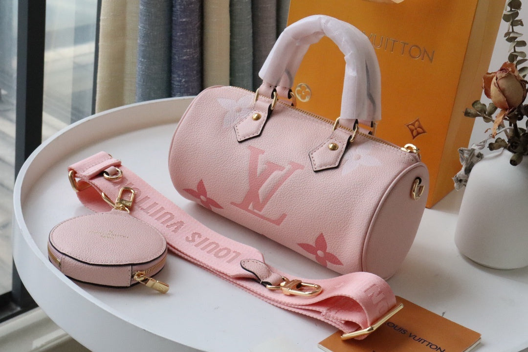 LV Papillon GLAMI Monogram Empreinte Bouton De Rose Pink For Women, WomenÃ¢â‚¬â„¢s Handbags, Shoulder And Crossbody Bags 7.9in/20cm LV M45707