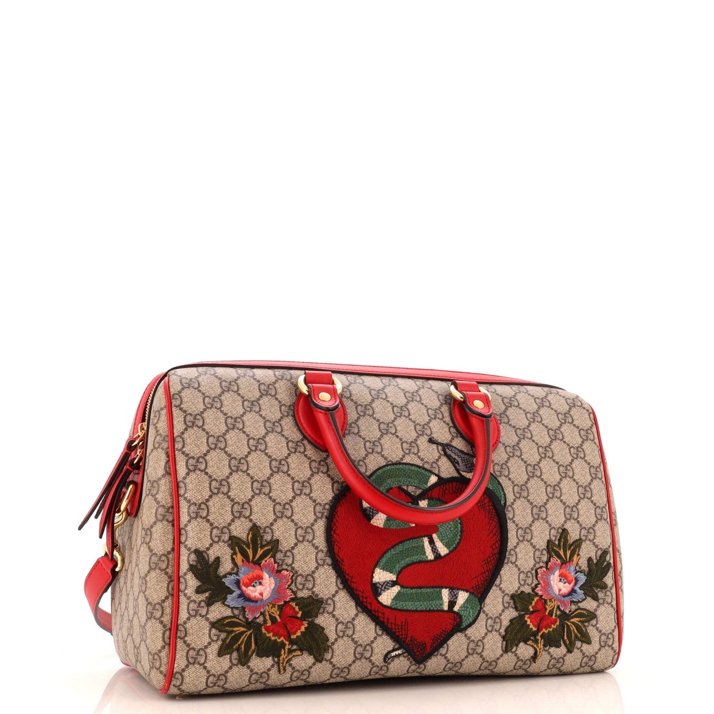 Convertible Boston Bag Embroidered GG Coated Canvas Medium