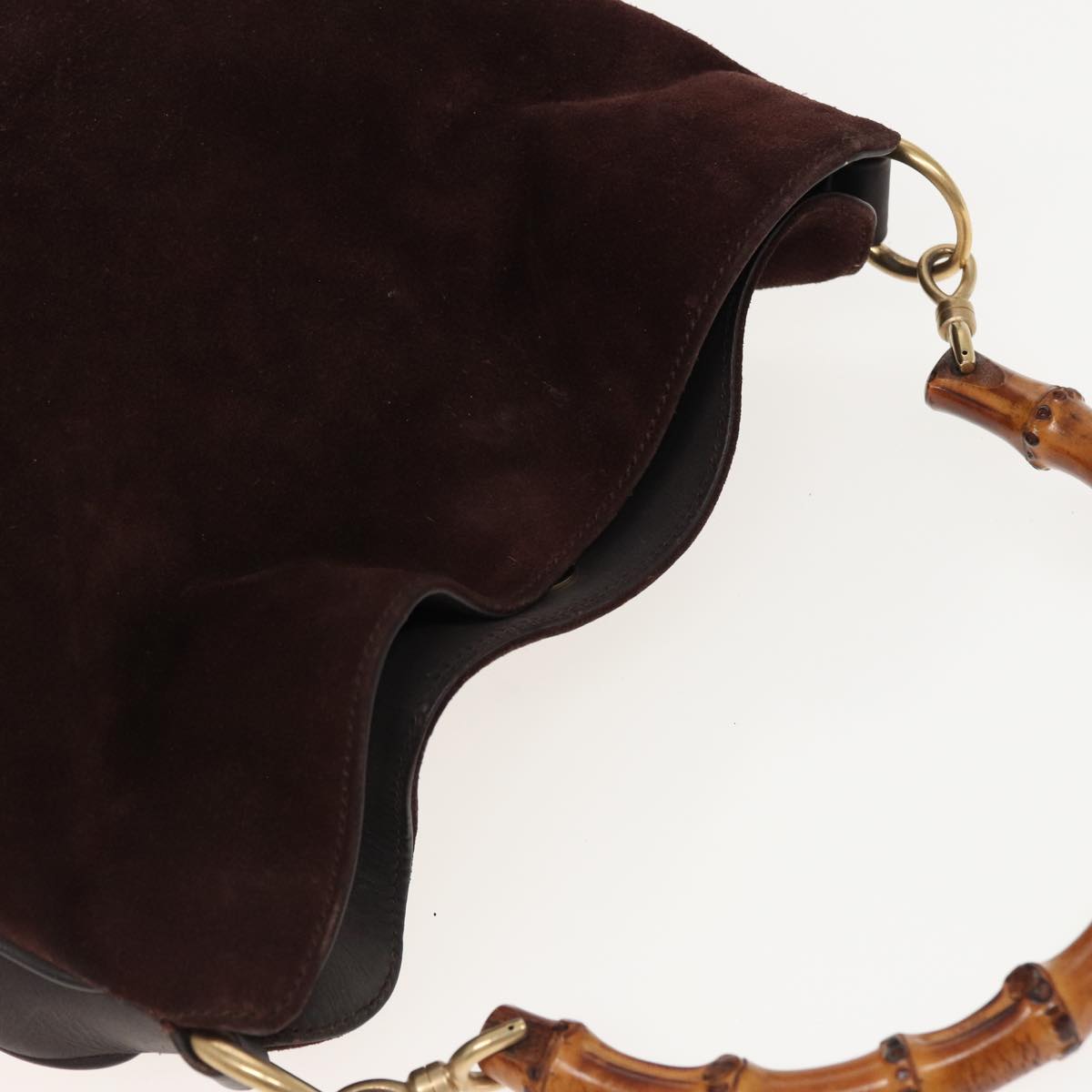 GUCCI Bamboo Shoulder Bag Suede 2way Brown 001 1638 2615 81326
