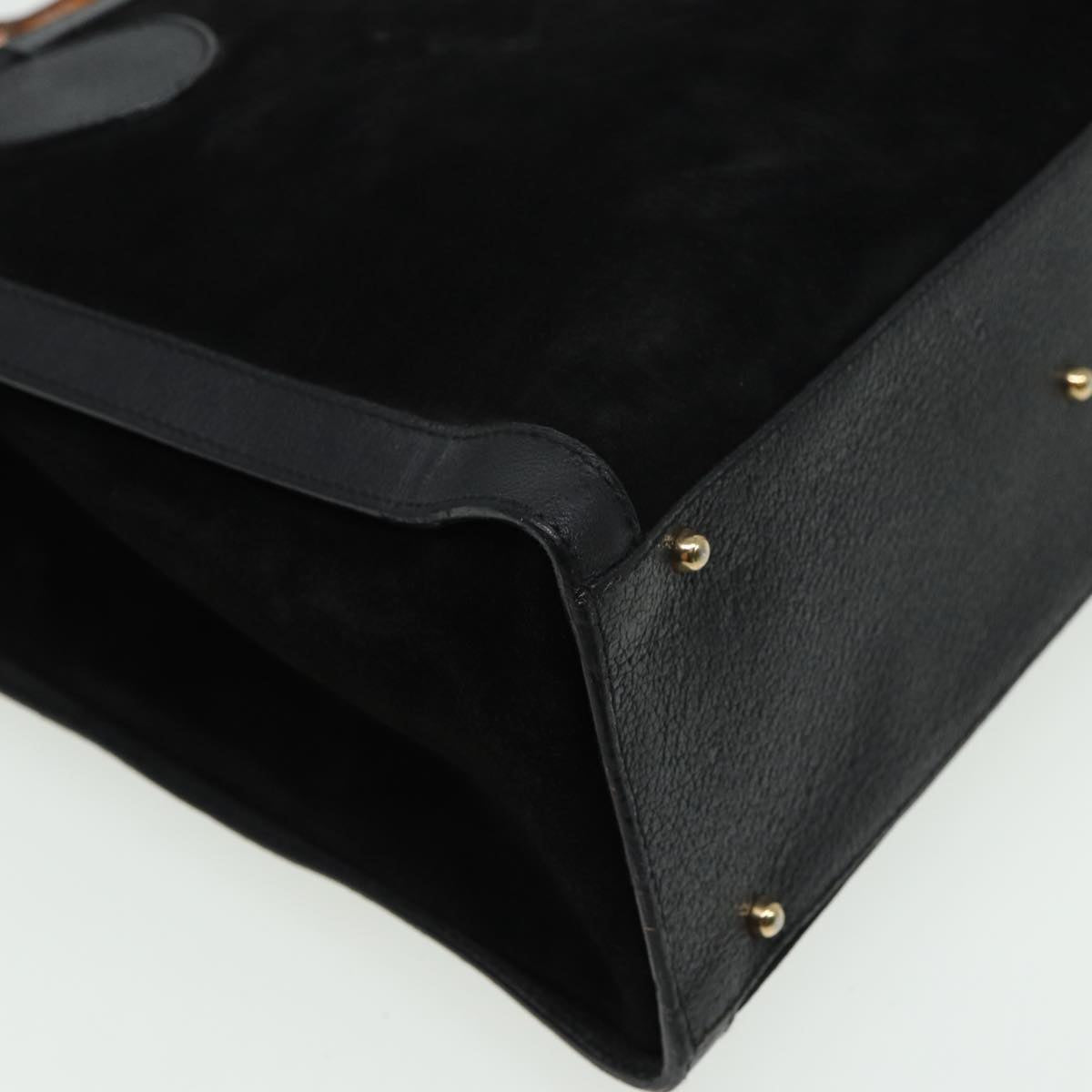GUCCI Bamboo Hand Bag Suede Leather Black 002 1186 0260 81329
