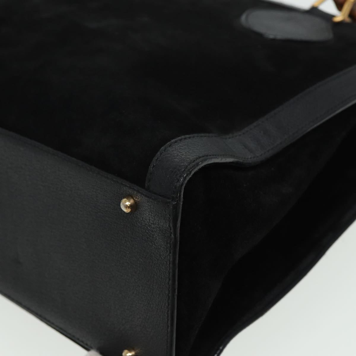 GUCCI Bamboo Hand Bag Suede Leather Black 002 1186 0260 81329