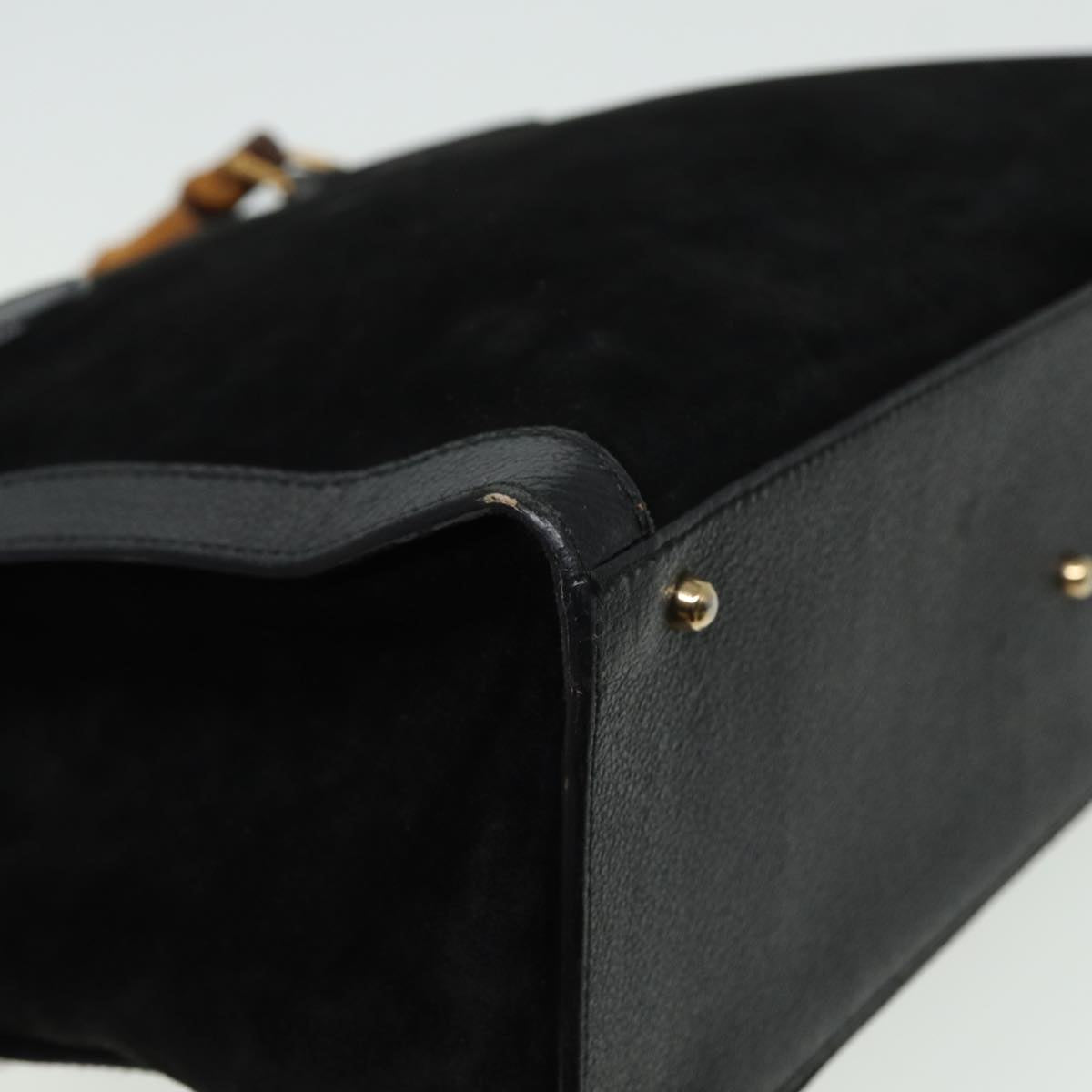 GUCCI Bamboo Hand Bag Suede Leather Black 002 1186 0260 81329