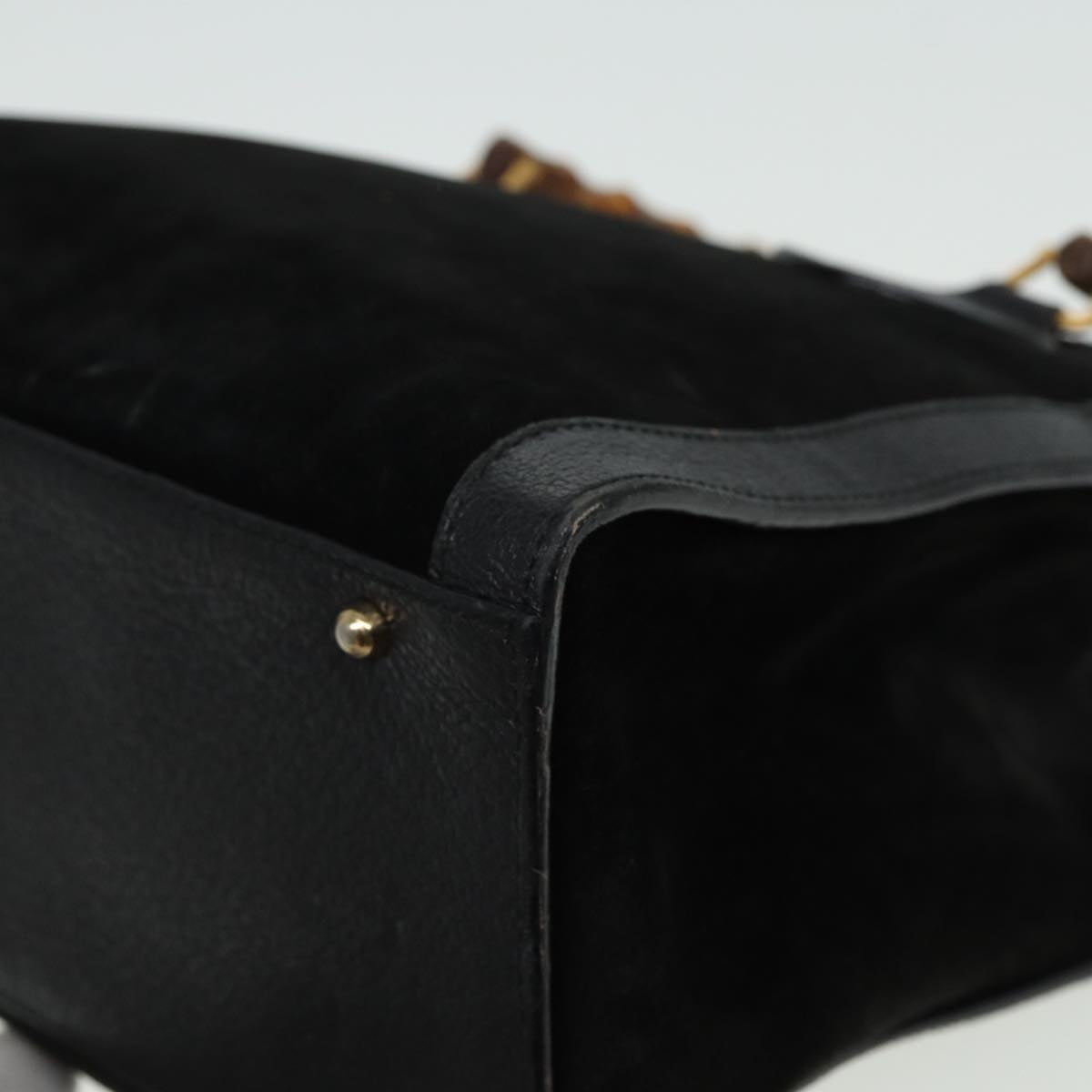 GUCCI Bamboo Hand Bag Suede Leather Black 002 1186 0260 81329