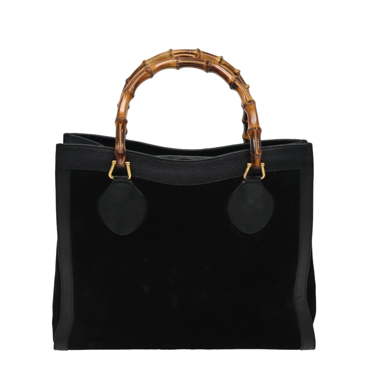 GUCCI Bamboo Hand Bag Suede Leather Black 002 1186 0260 81329