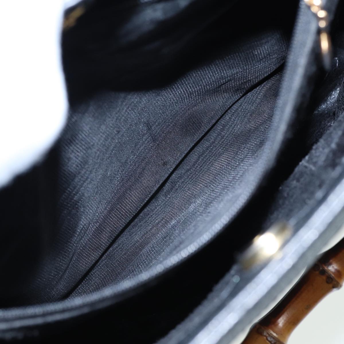 GUCCI Bamboo Hand Bag Suede Leather Black 002 1186 0260 81329