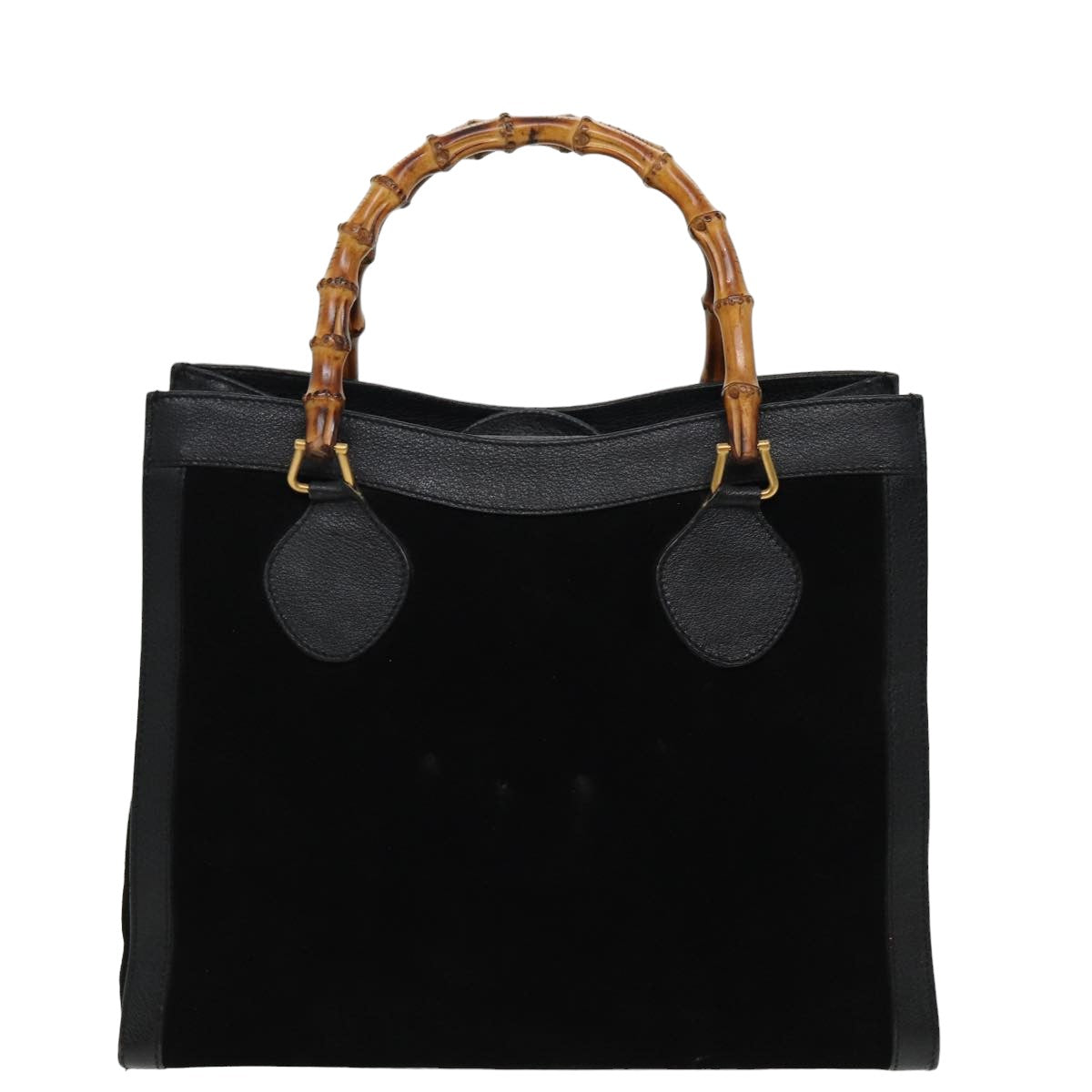 GUCCI Bamboo Hand Bag Suede Leather Black 002 1186 0260 81329