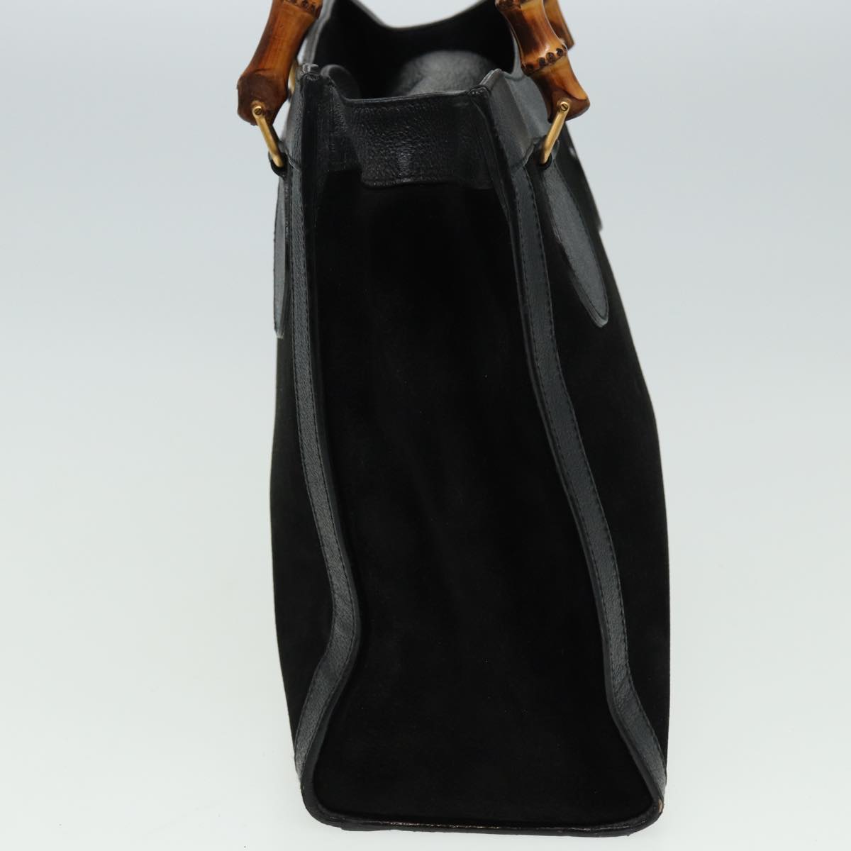 GUCCI Bamboo Hand Bag Suede Leather Black 002 1186 0260 81329