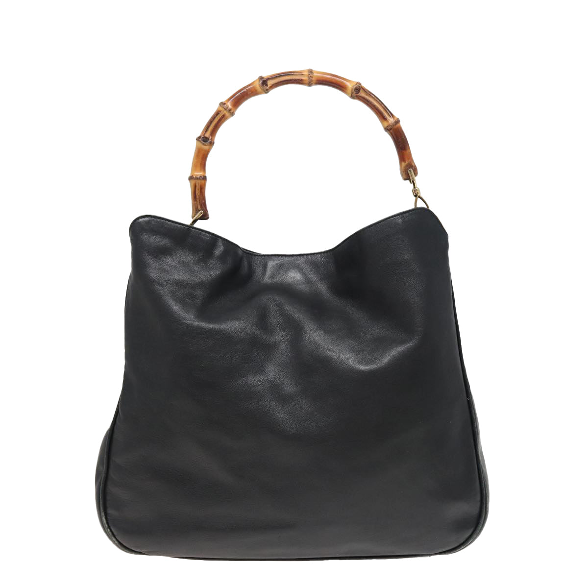 GUCCI Bamboo Hand Bag Leather 2way Black 001 1577 81330