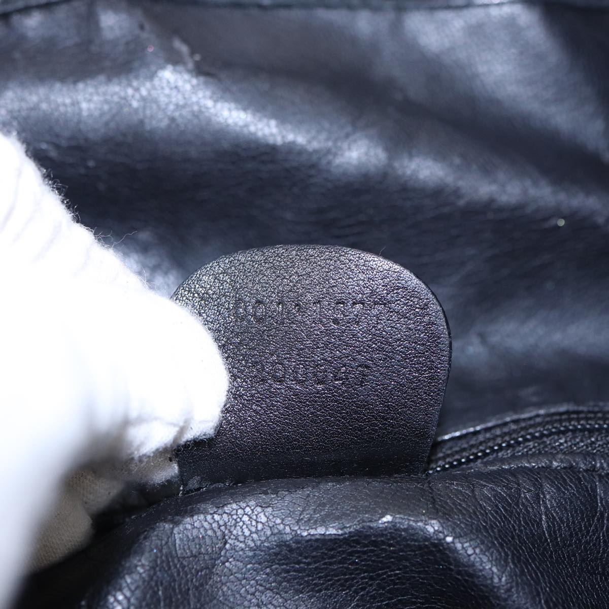 GUCCI Bamboo Hand Bag Leather 2way Black 001 1577 81330