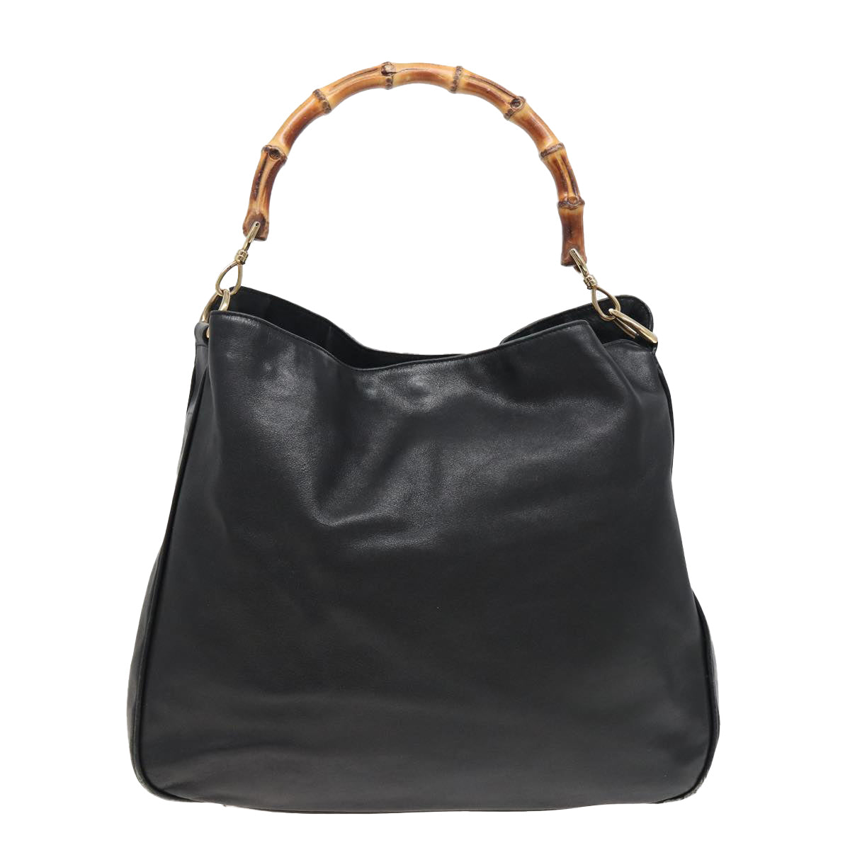 GUCCI Bamboo Hand Bag Leather 2way Black 001 1577 81330