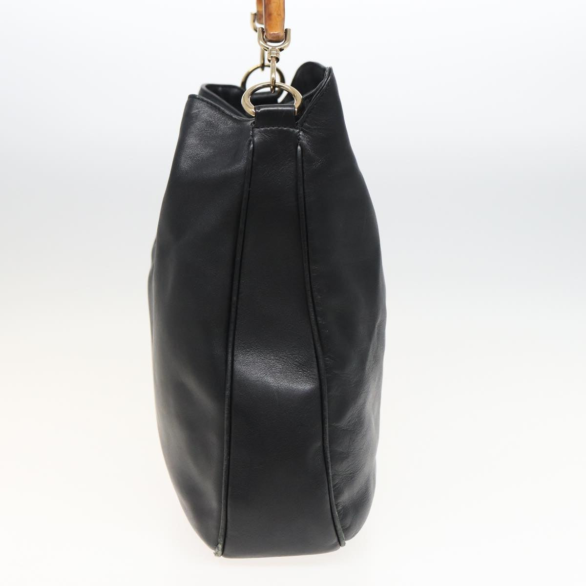 GUCCI Bamboo Hand Bag Leather 2way Black 001 1577 81330