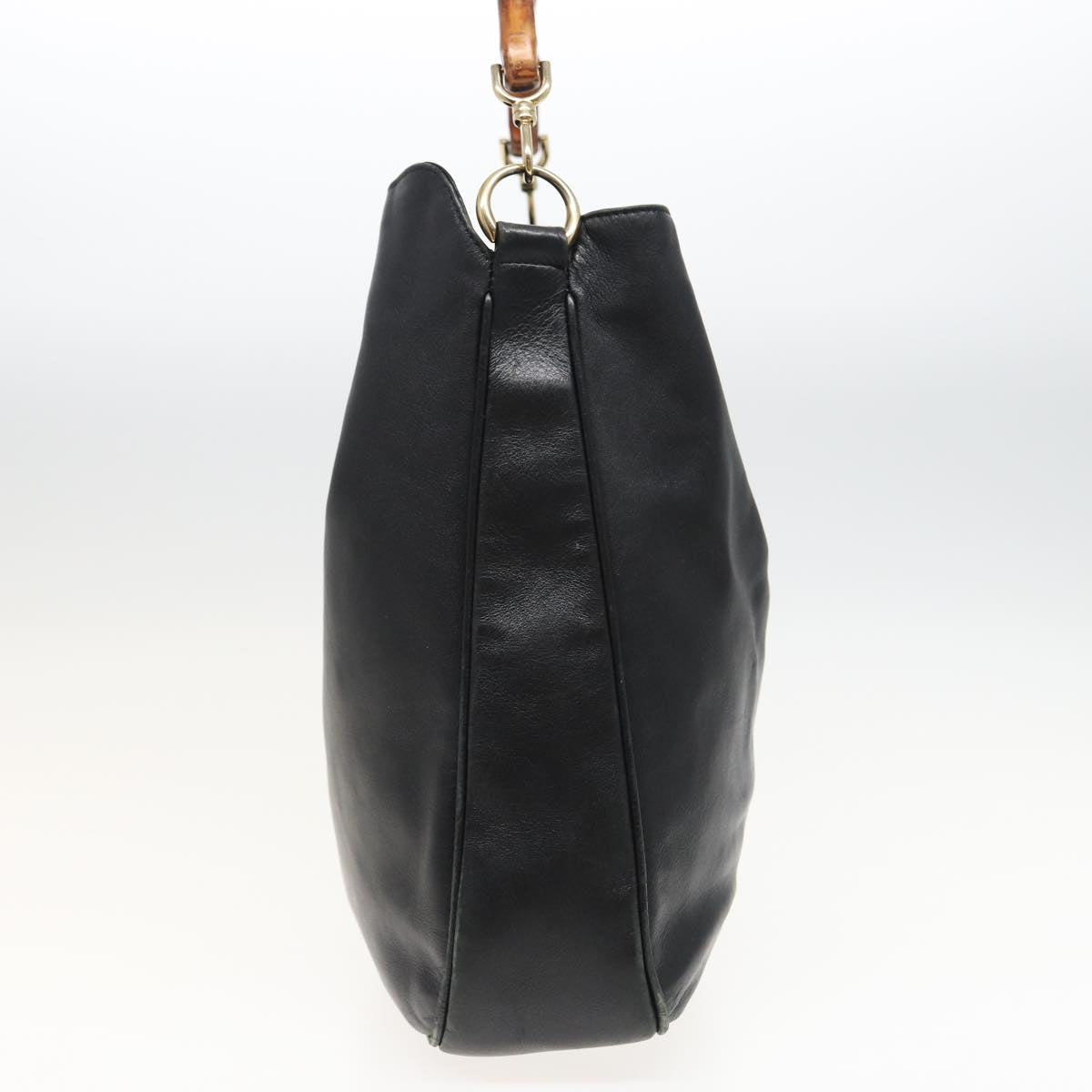 GUCCI Bamboo Hand Bag Leather 2way Black 001 1577 81330