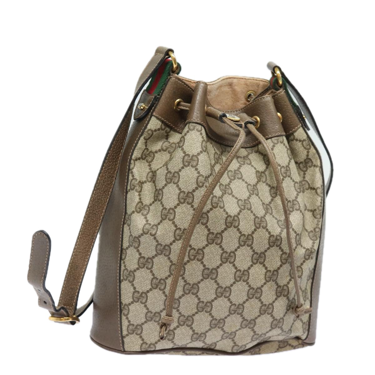 GUCCI GG Supreme Web Sherry Line Shoulder Bag PVC Beige 41 02 034 81369