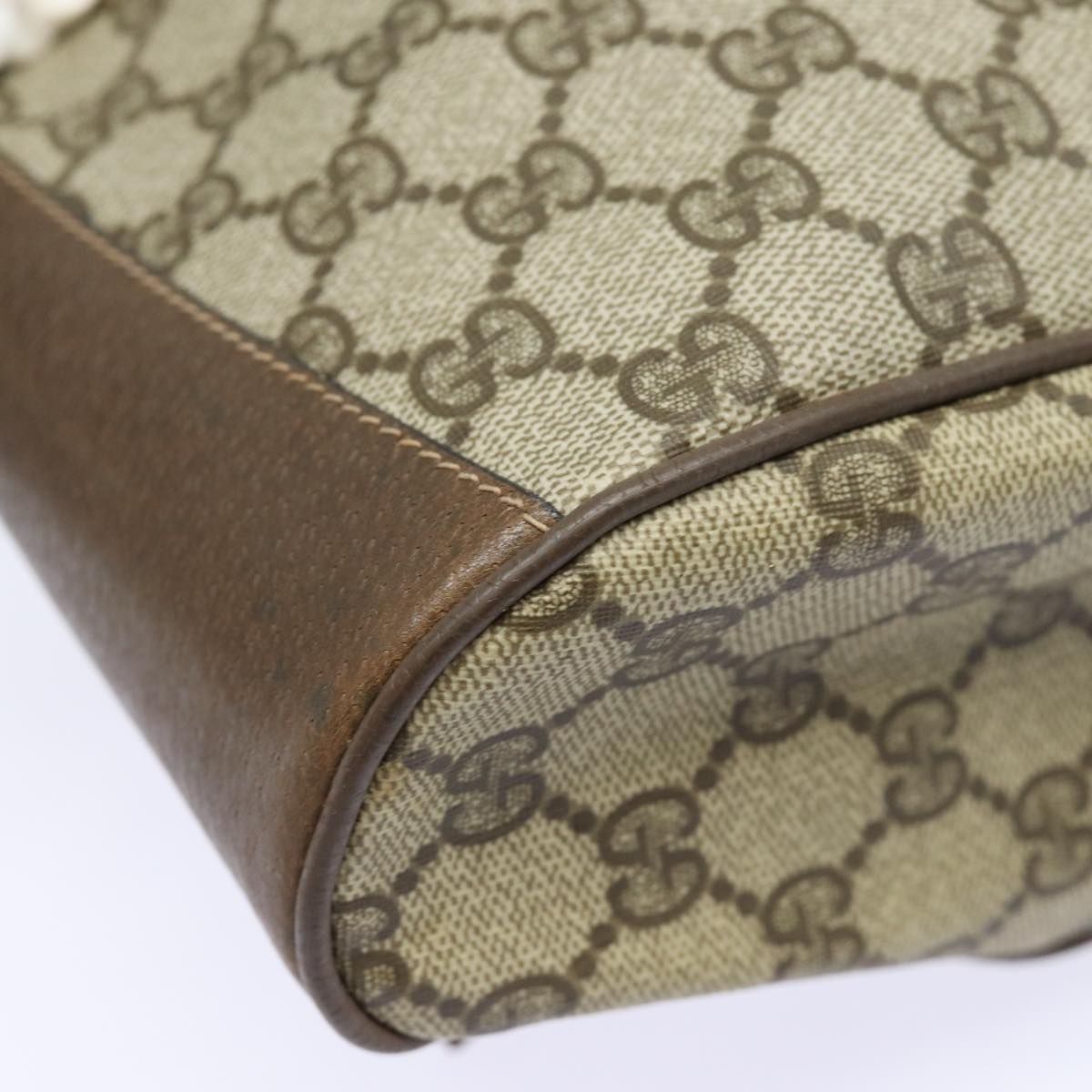 GUCCI GG Supreme Web Sherry Line Shoulder Bag PVC Beige 41 02 034 81369