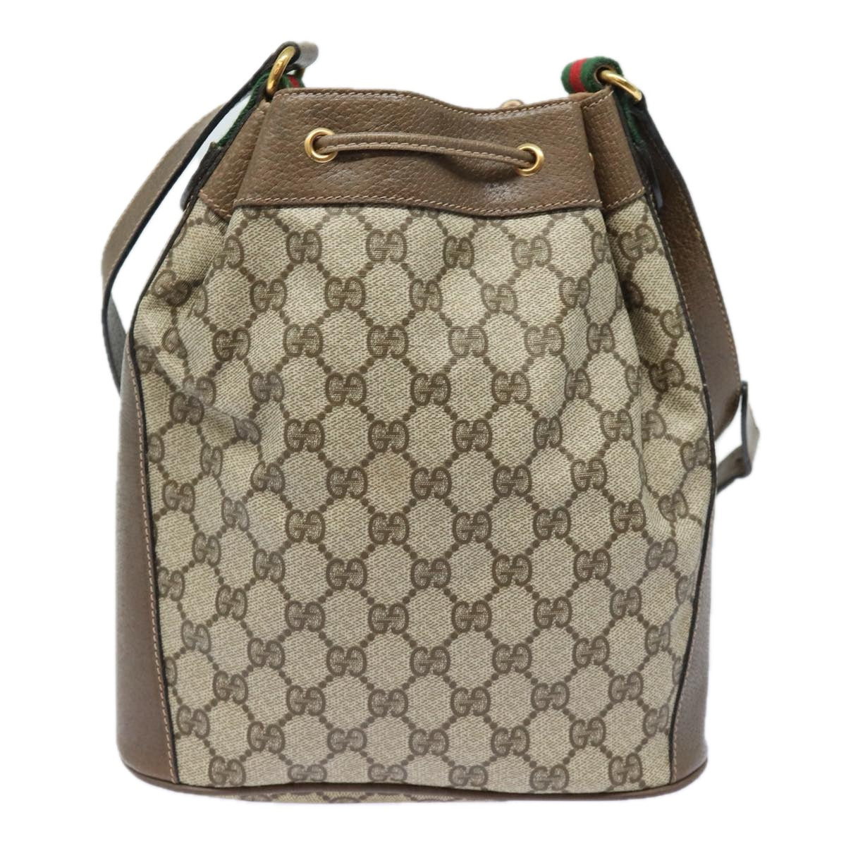 GUCCI GG Supreme Web Sherry Line Shoulder Bag PVC Beige 41 02 034 81369