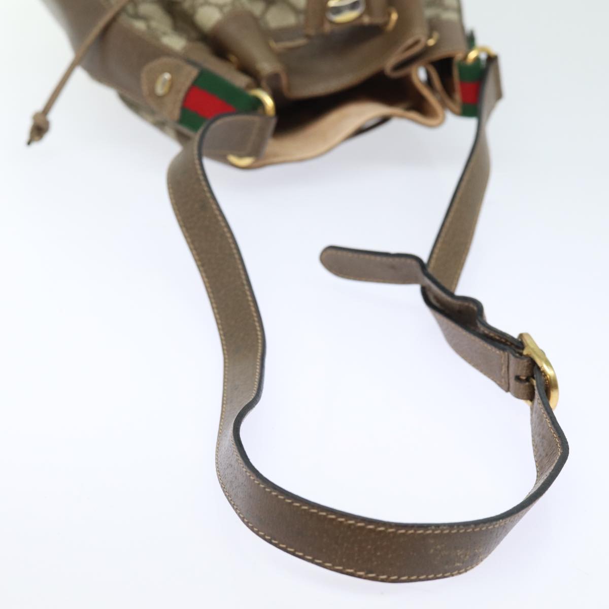 GUCCI GG Supreme Web Sherry Line Shoulder Bag PVC Beige 41 02 034 81369
