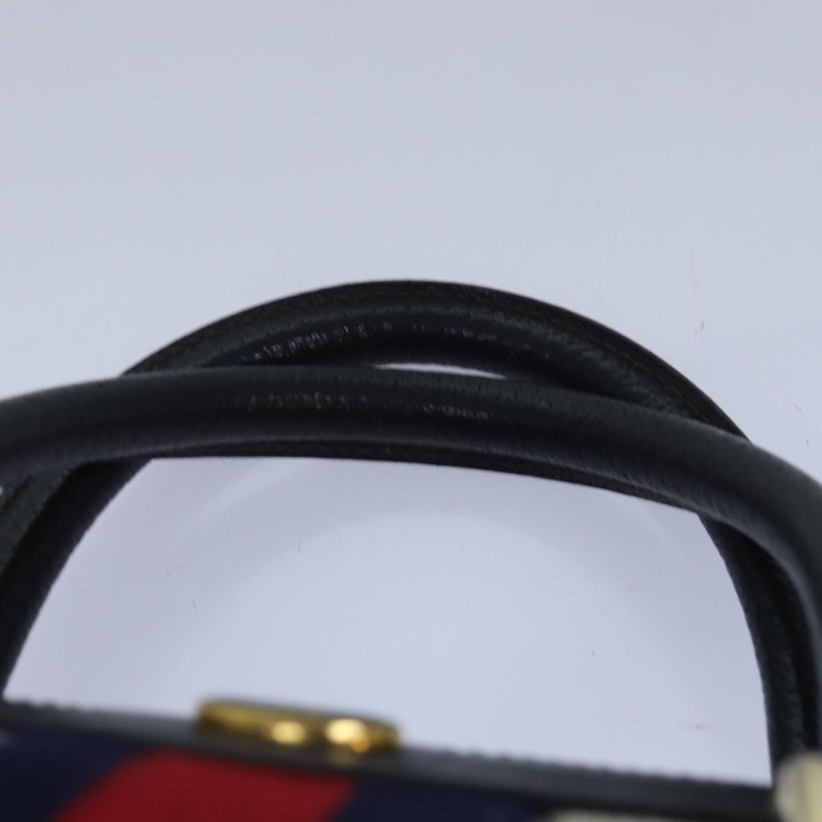 GUCCI GG Supreme Sherry Line Boston Bag PVC Leather Navy Red 81616