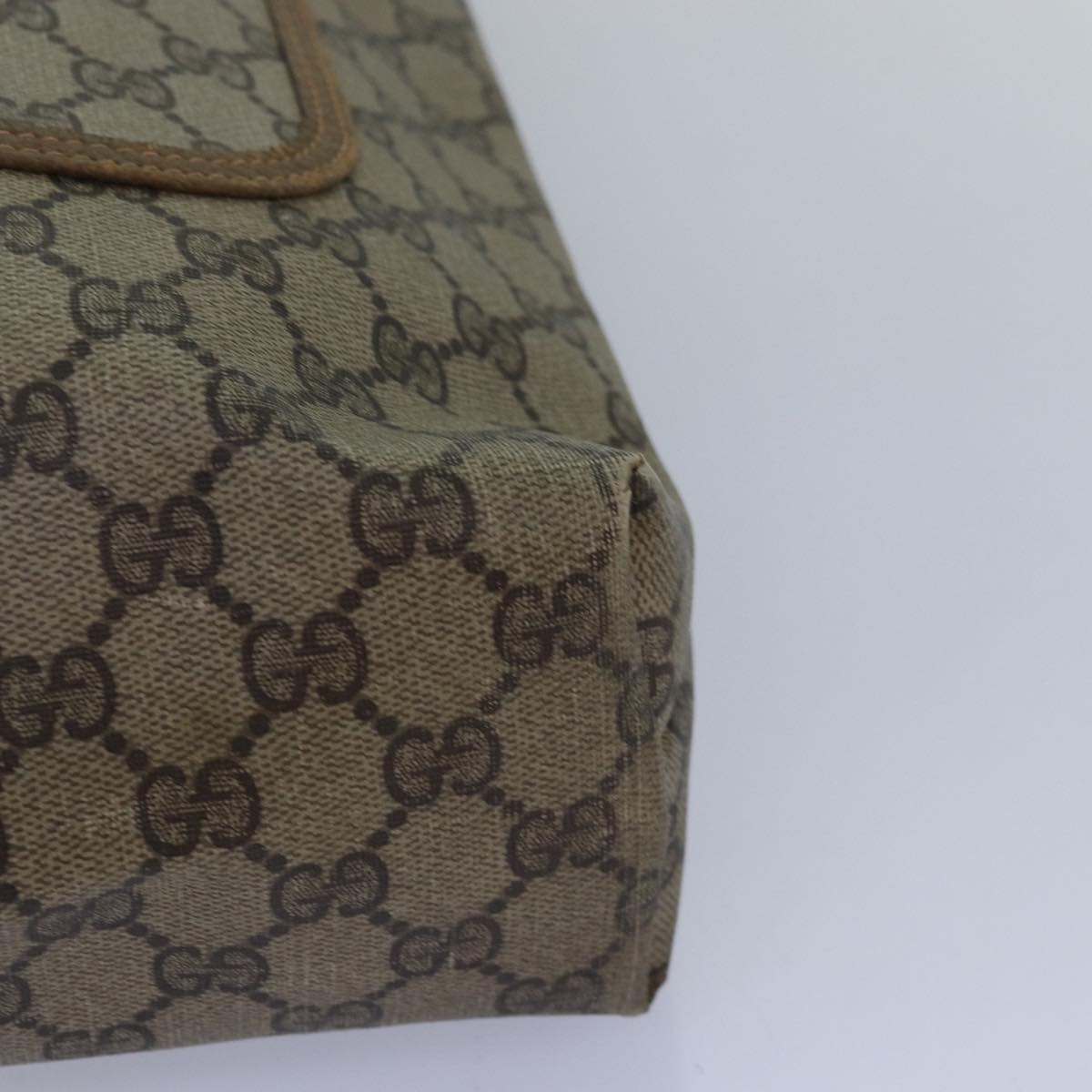 GUCCI GG Supreme Web Sherry Line Tote Bag PVC Leather Beige 39 02 003 81626