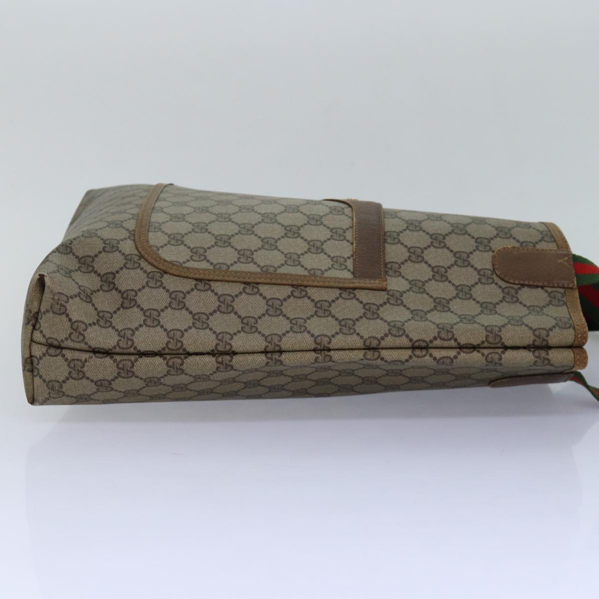 GUCCI GG Supreme Web Sherry Line Tote Bag PVC Leather Beige 39 02 003 81626