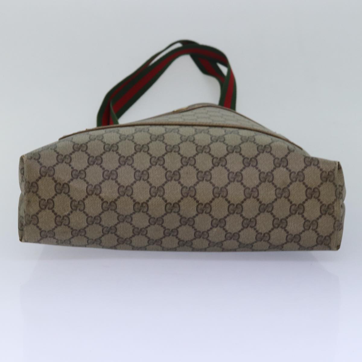 GUCCI GG Supreme Web Sherry Line Tote Bag PVC Leather Beige 39 02 003 81626