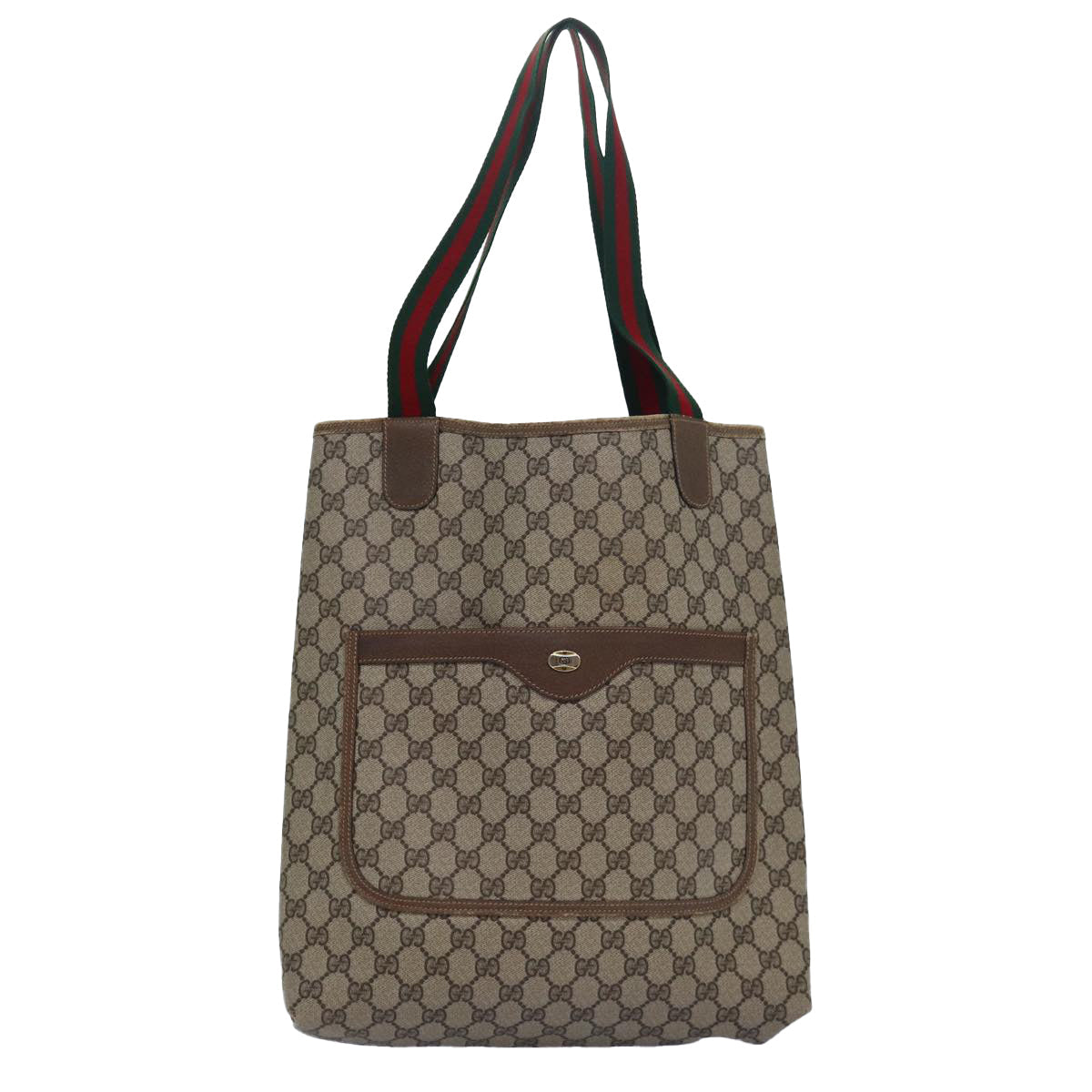 GUCCI GG Supreme Web Sherry Line Tote Bag PVC Leather Beige 39 02 003 81627