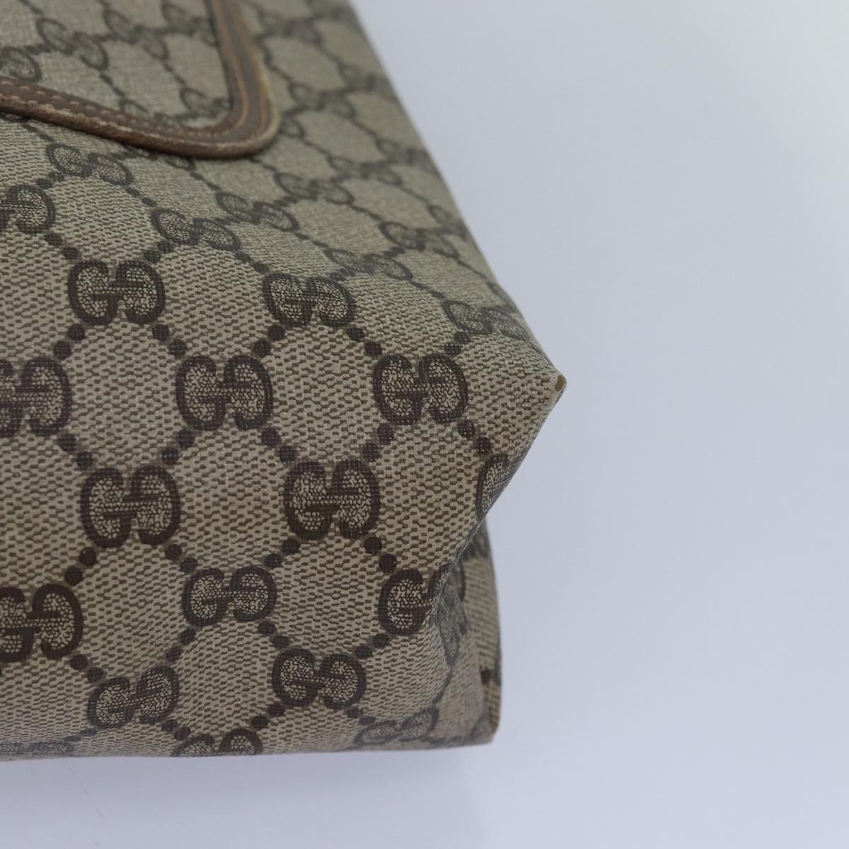 GUCCI GG Supreme Web Sherry Line Tote Bag PVC Leather Beige 39 02 003 81627