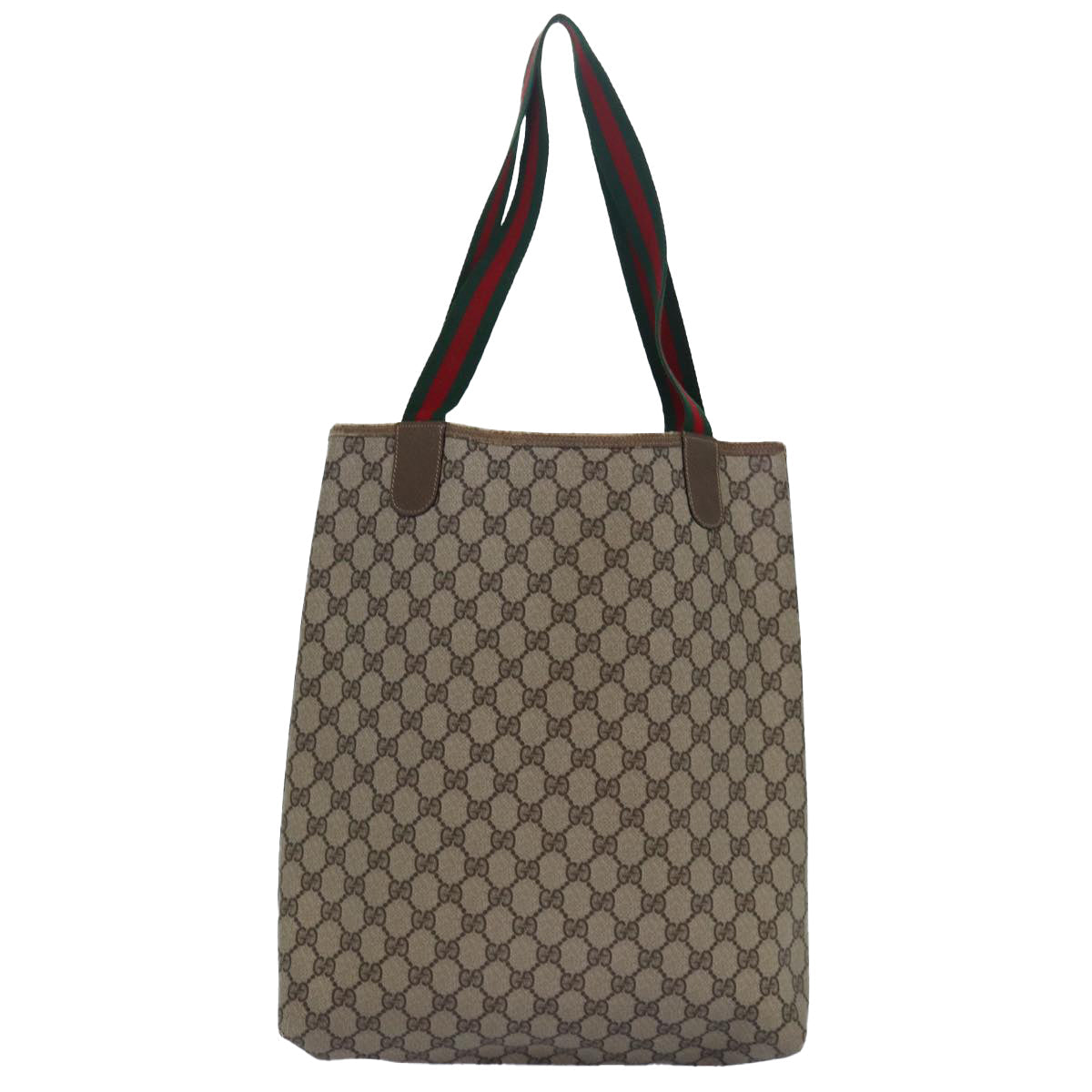 GUCCI GG Supreme Web Sherry Line Tote Bag PVC Leather Beige 39 02 003 81627