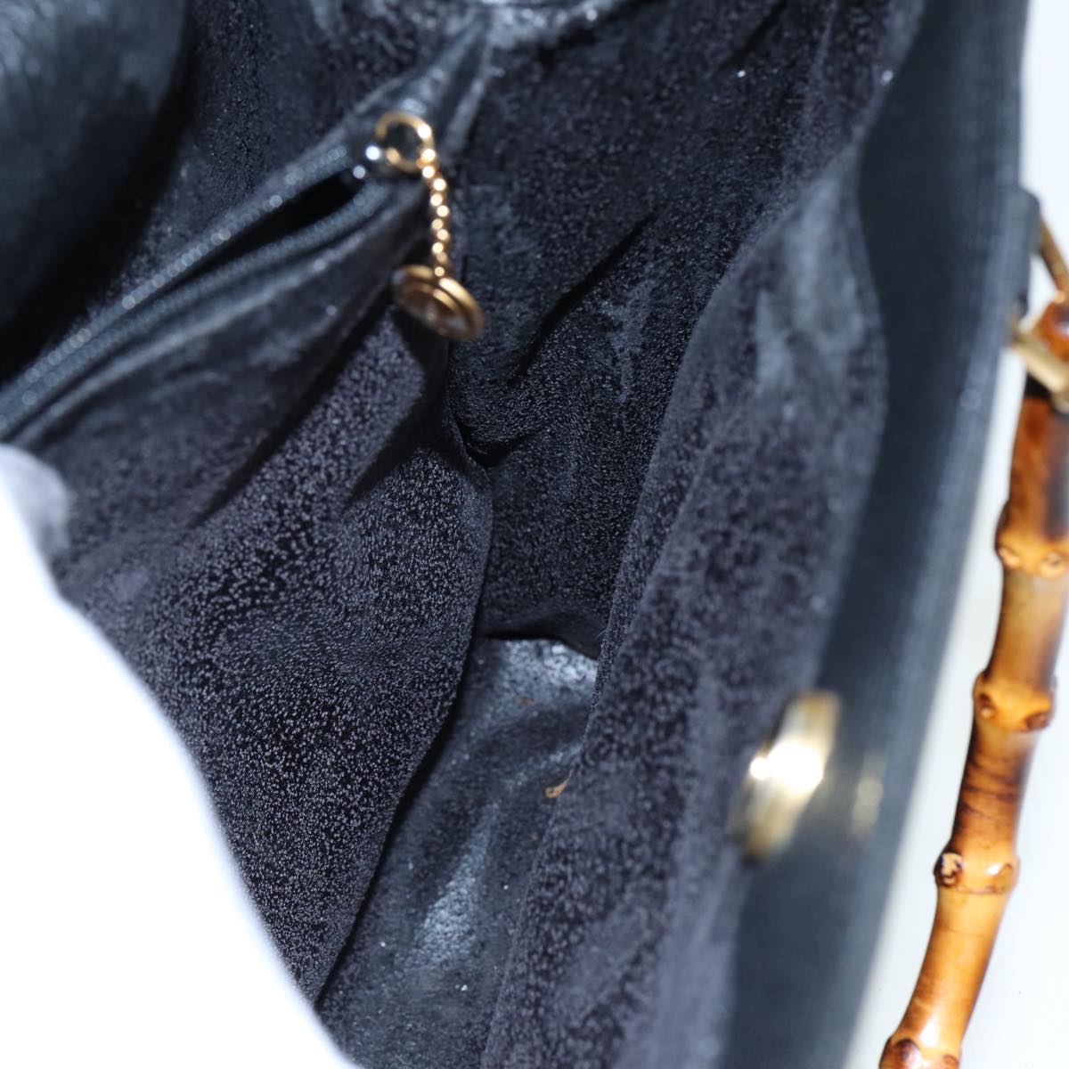 GUCCI Bamboo Hand Bag Leather Black 002 1095 0260 81630