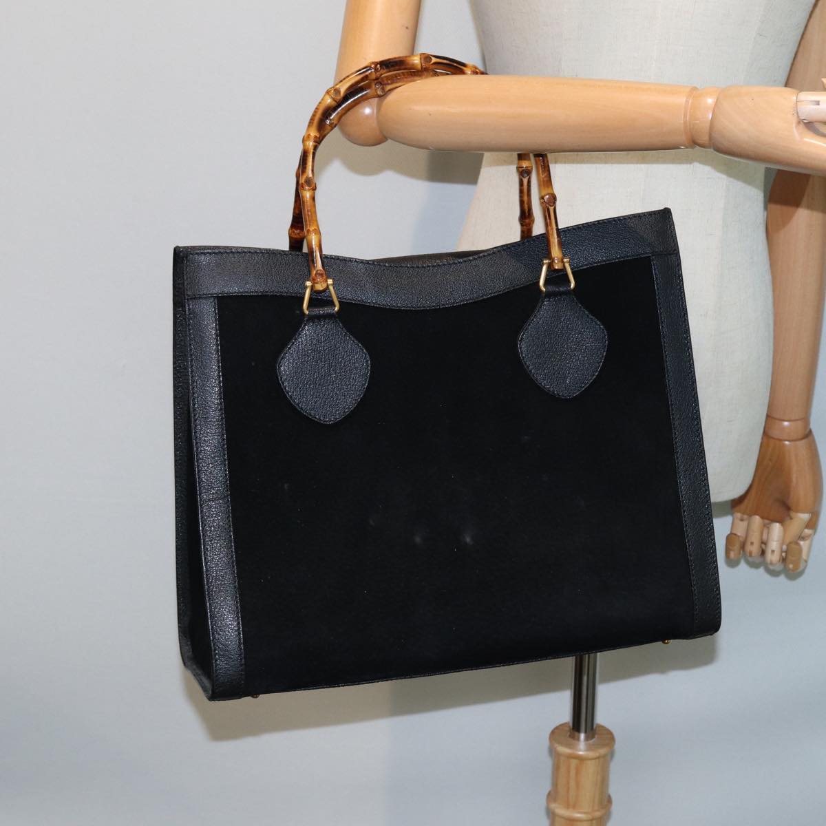 GUCCI Bamboo Hand Bag Leather Black 002 1095 0260 81630