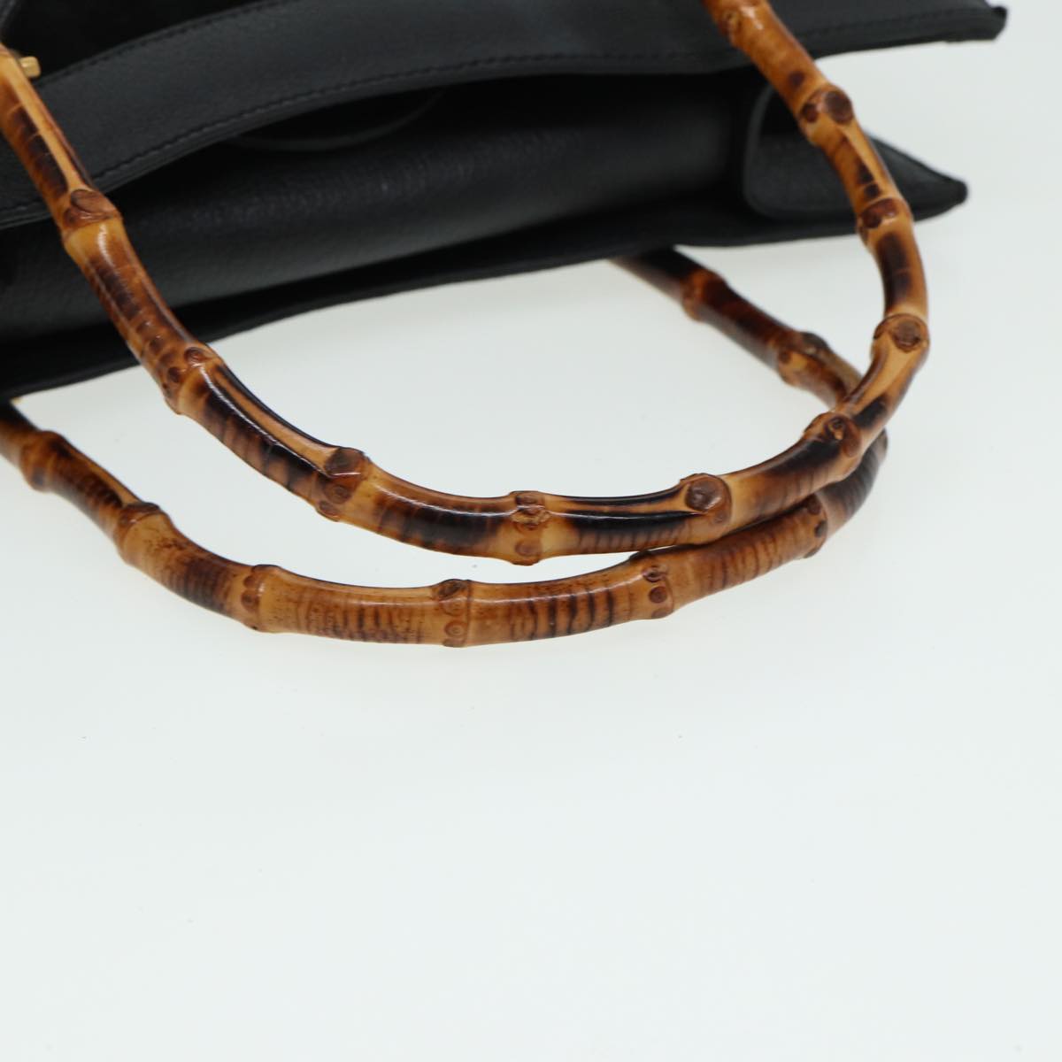 GUCCI Bamboo Hand Bag Leather Black 002 1095 0260 81630