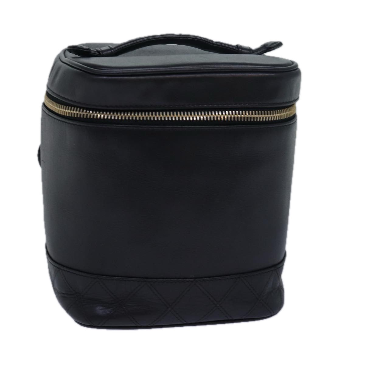 CHANEL Vanity Bicolore Pouch Leather Black CC 81781