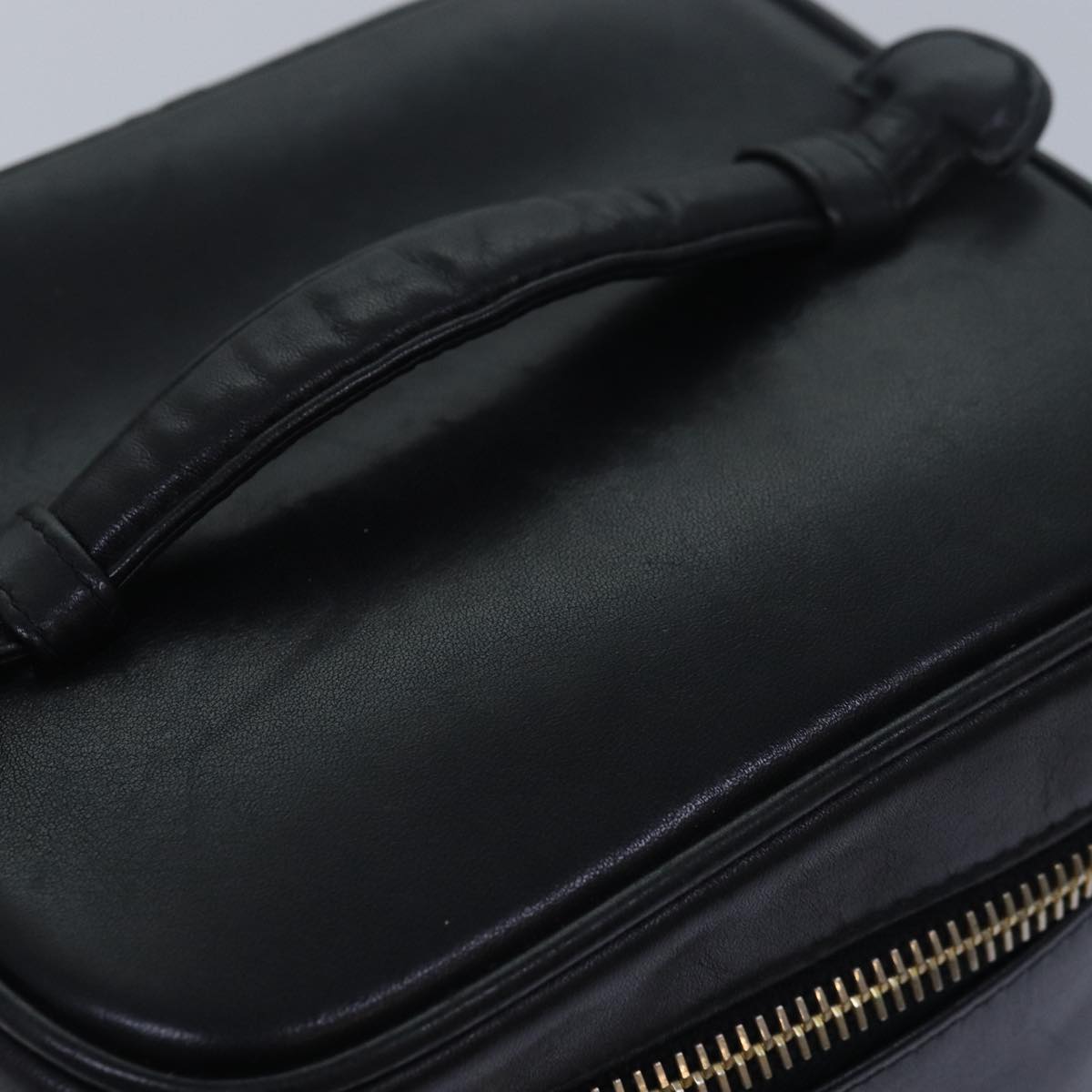 CHANEL Vanity Bicolore Pouch Leather Black CC 81781