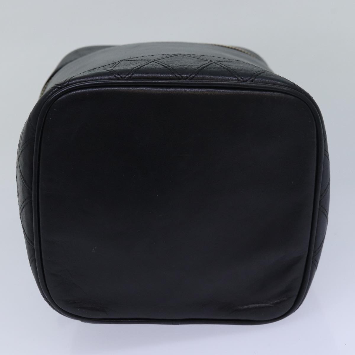 CHANEL Vanity Bicolore Pouch Leather Black CC 81781