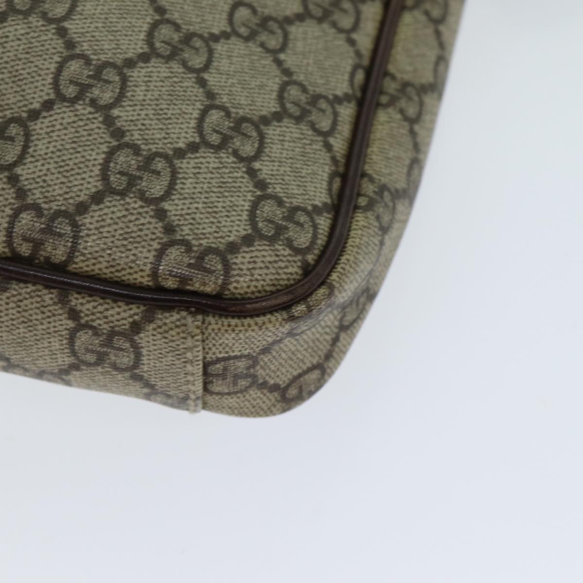 GUCCI Shoulder Bag PVC Leather Beige Dark Brown 92551 81805