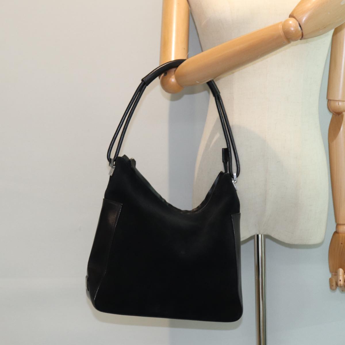 GUCCI Shoulder Bag Suede Black 001 3766 81827