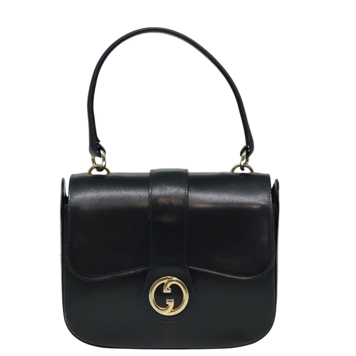 GUCCI Hand Bag Leather Black 81848