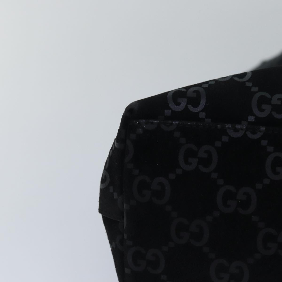 GUCCI Bamboo GG Canvas Shoulder Bag Suede Black 81858