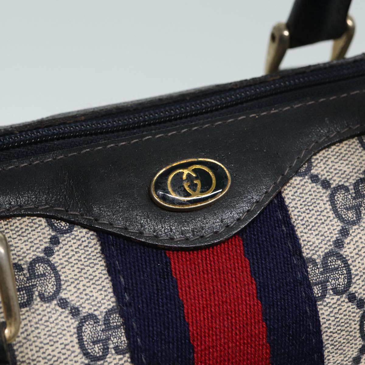 GUCCI GG Canvas Boston Bag PVC Leather Navy 40 3841 81871