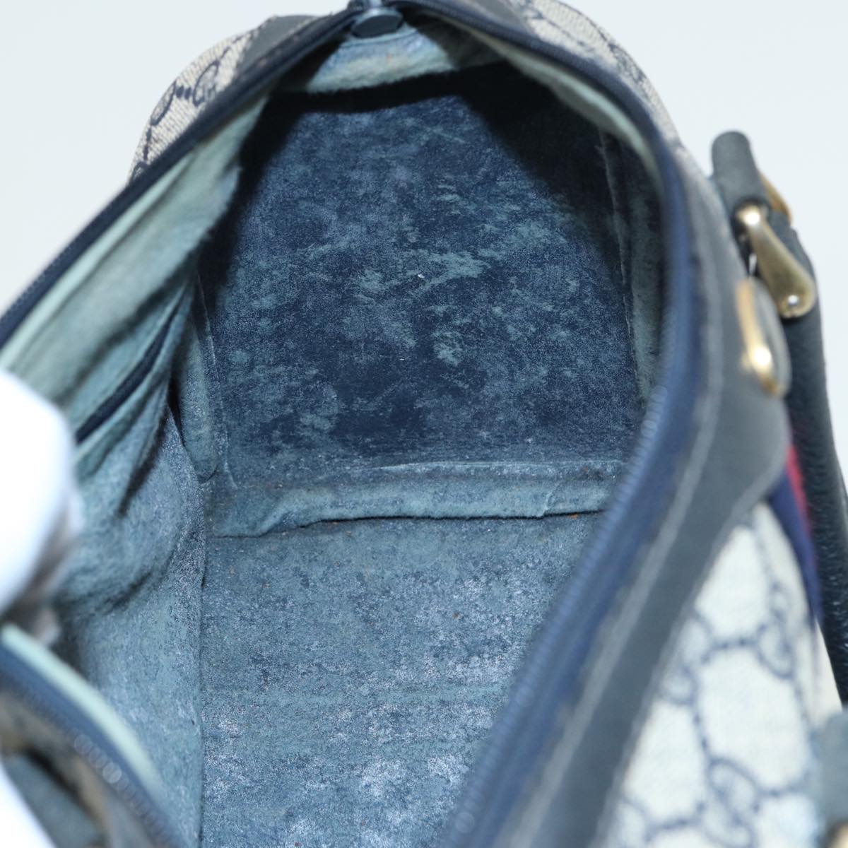 GUCCI GG Canvas Boston Bag PVC Leather Navy 40 3841 81871