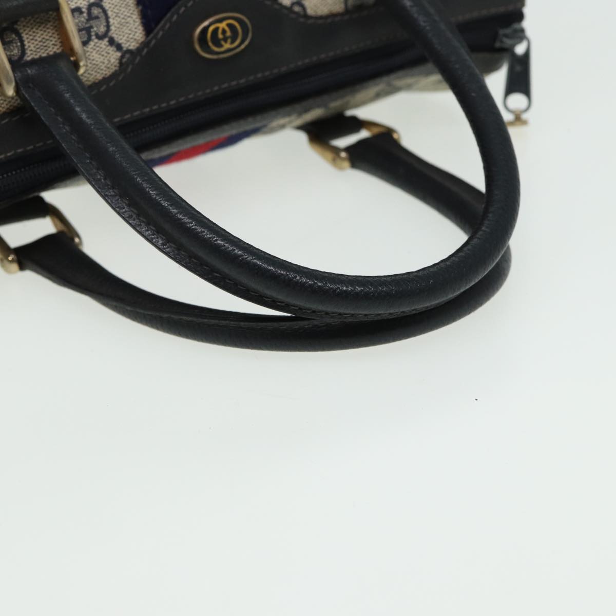 GUCCI GG Canvas Boston Bag PVC Leather Navy 40 3841 81871