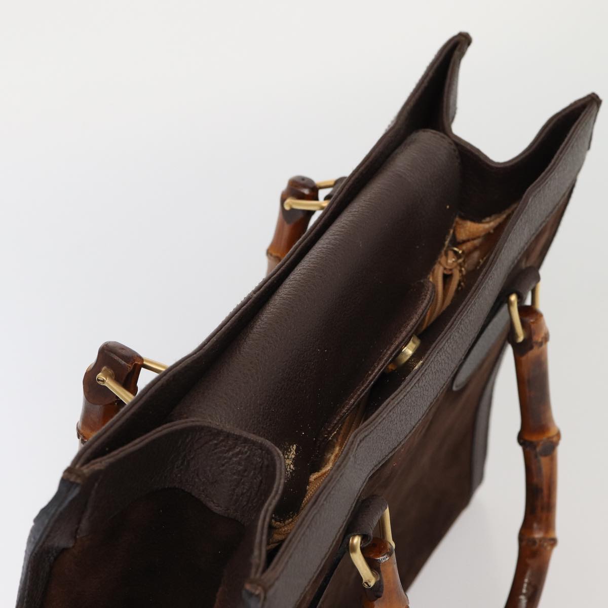GUCCI Bamboo Hand Bag Suede Outlet Brown 002 1095 0260 81930