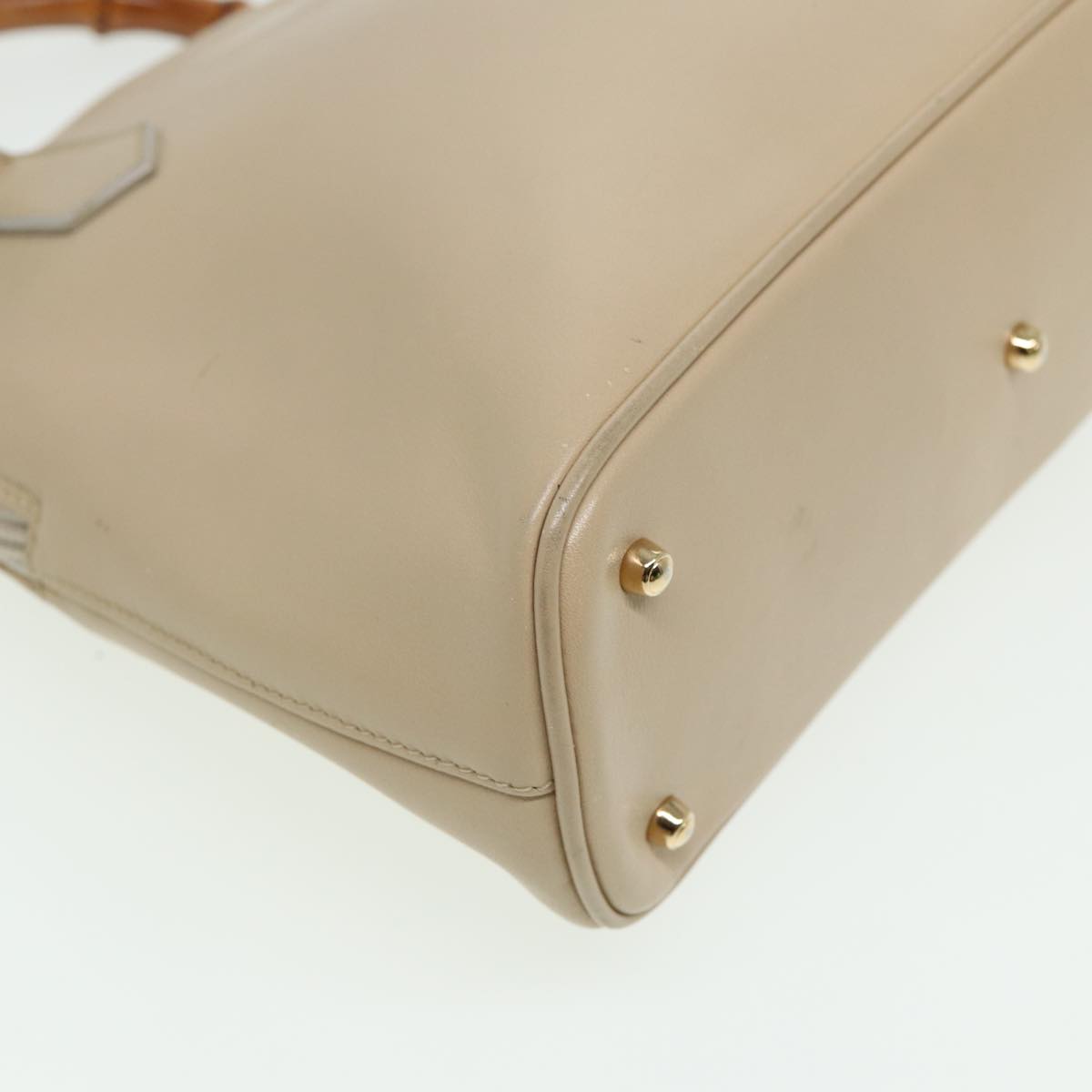 GUCCI Bamboo Hand Bag Leather Beige 81937