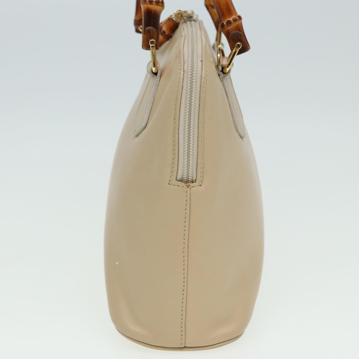 GUCCI Bamboo Hand Bag Leather Beige 81937