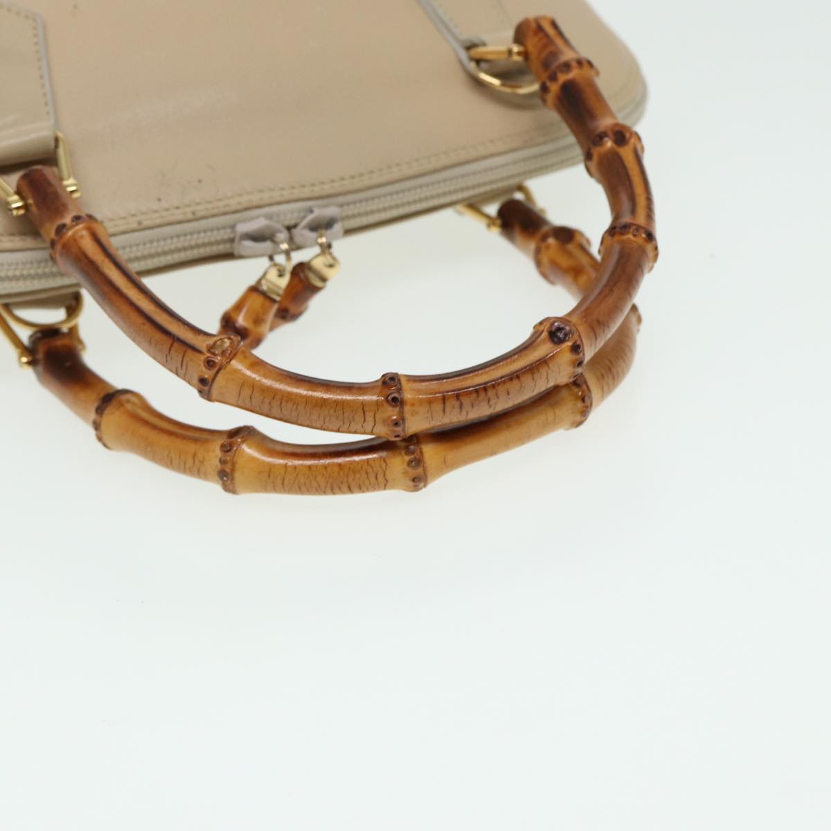 GUCCI Bamboo Hand Bag Leather Beige 81937