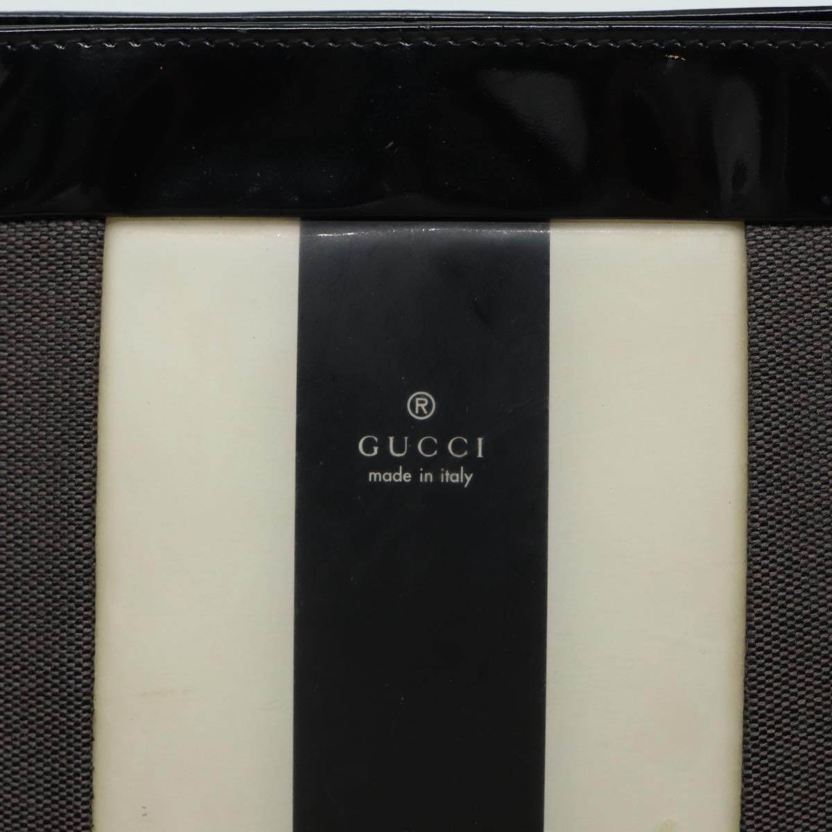 GUCCI Shoulder Bag Canvas Gray Black white 001 4231 81957
