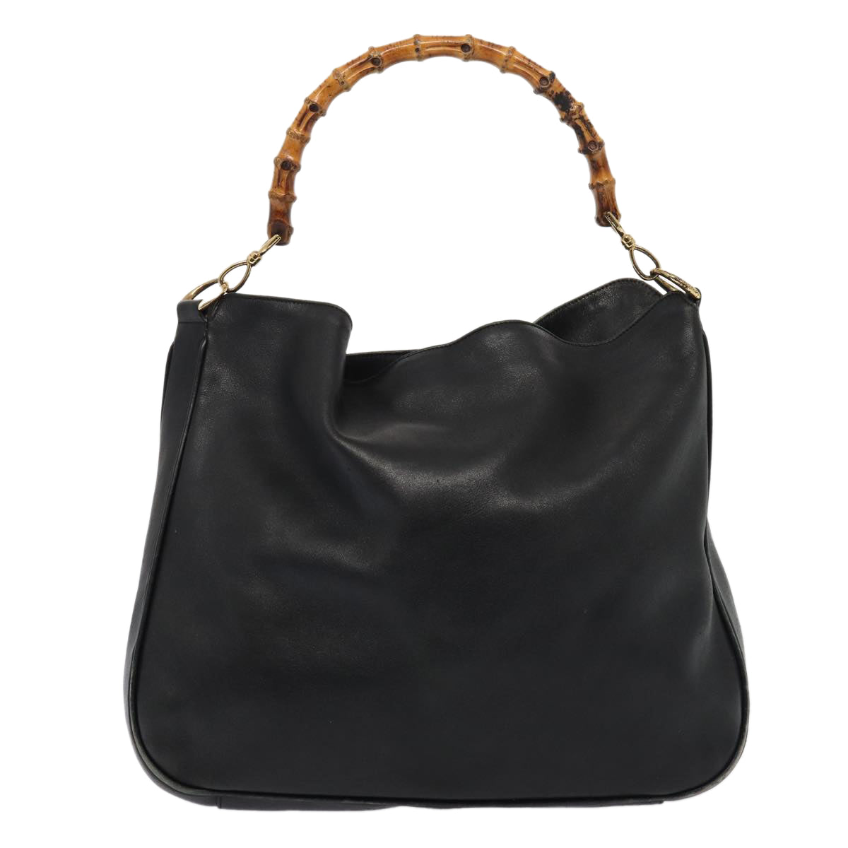 GUCCI Bamboo Hand Bag Leather 2way Black 001 1014 1577 81973