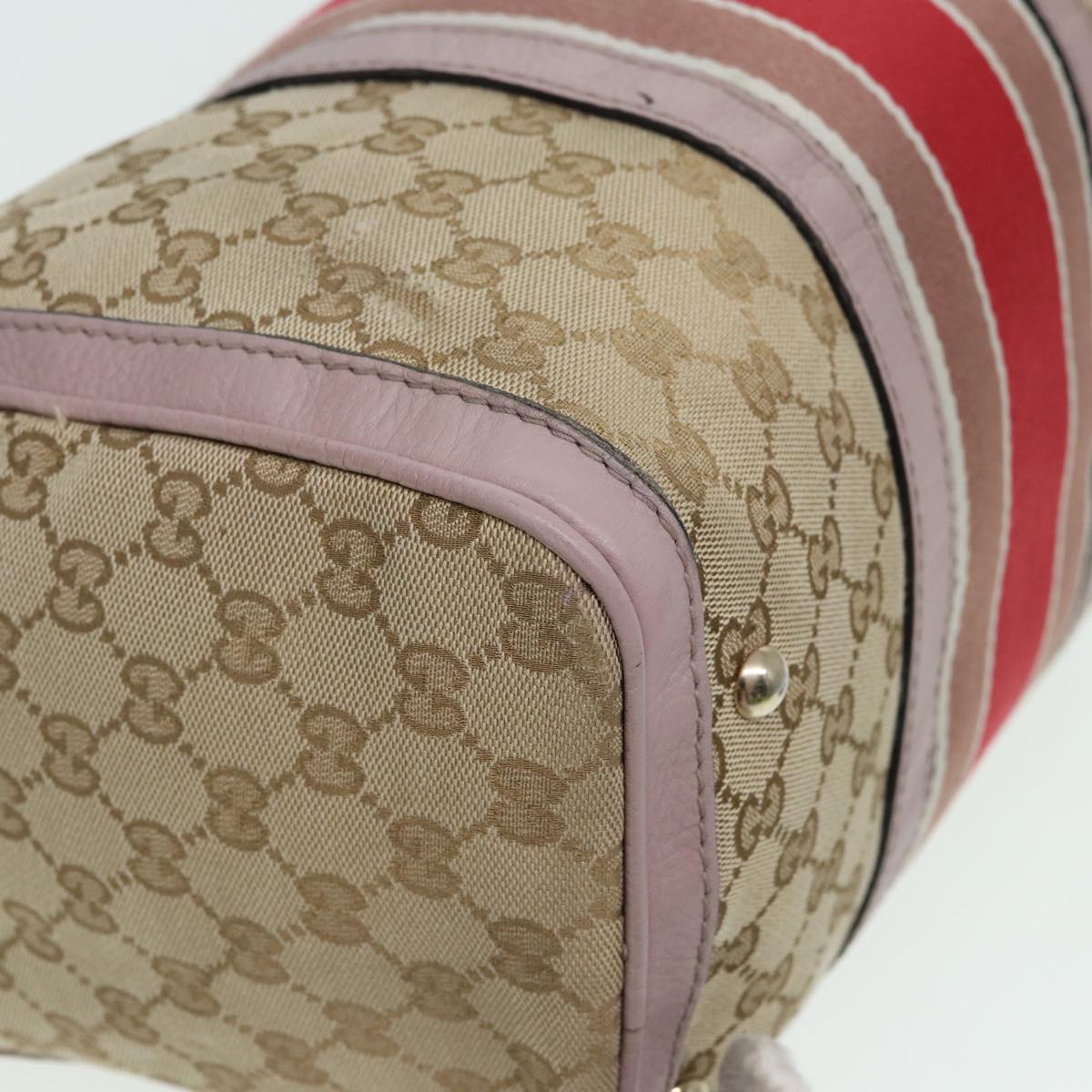 GUCCI GG Canvas Boston Bag 2way Beige Pink 82022